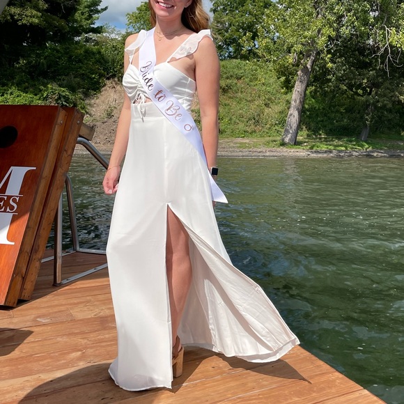 White Ruffled Maxi Dress - Picture 2 of 2